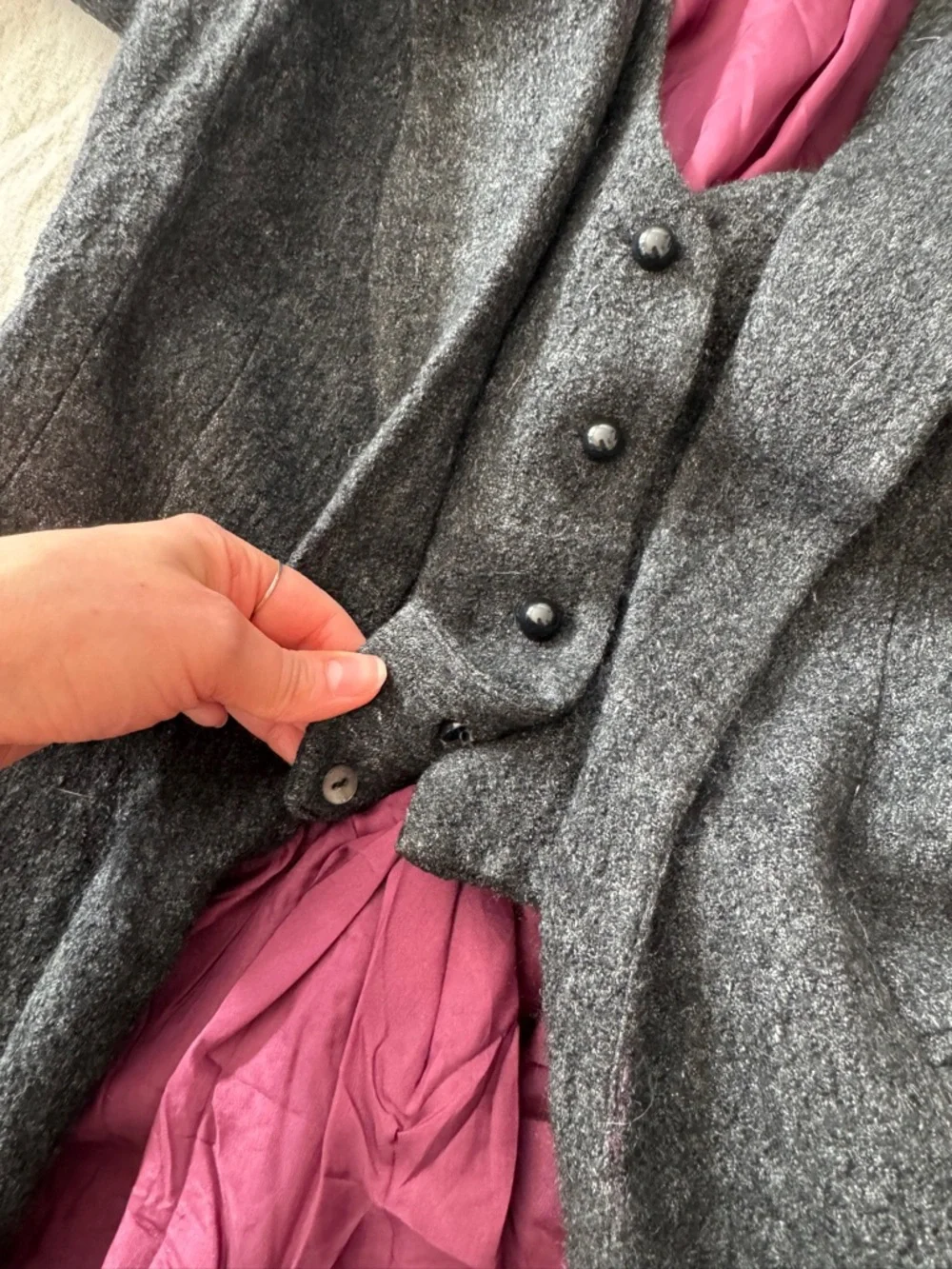 Vintage Edwardian style Charcoal grey Blazer w waistcoat vest xs academia - Picture 16 of 16